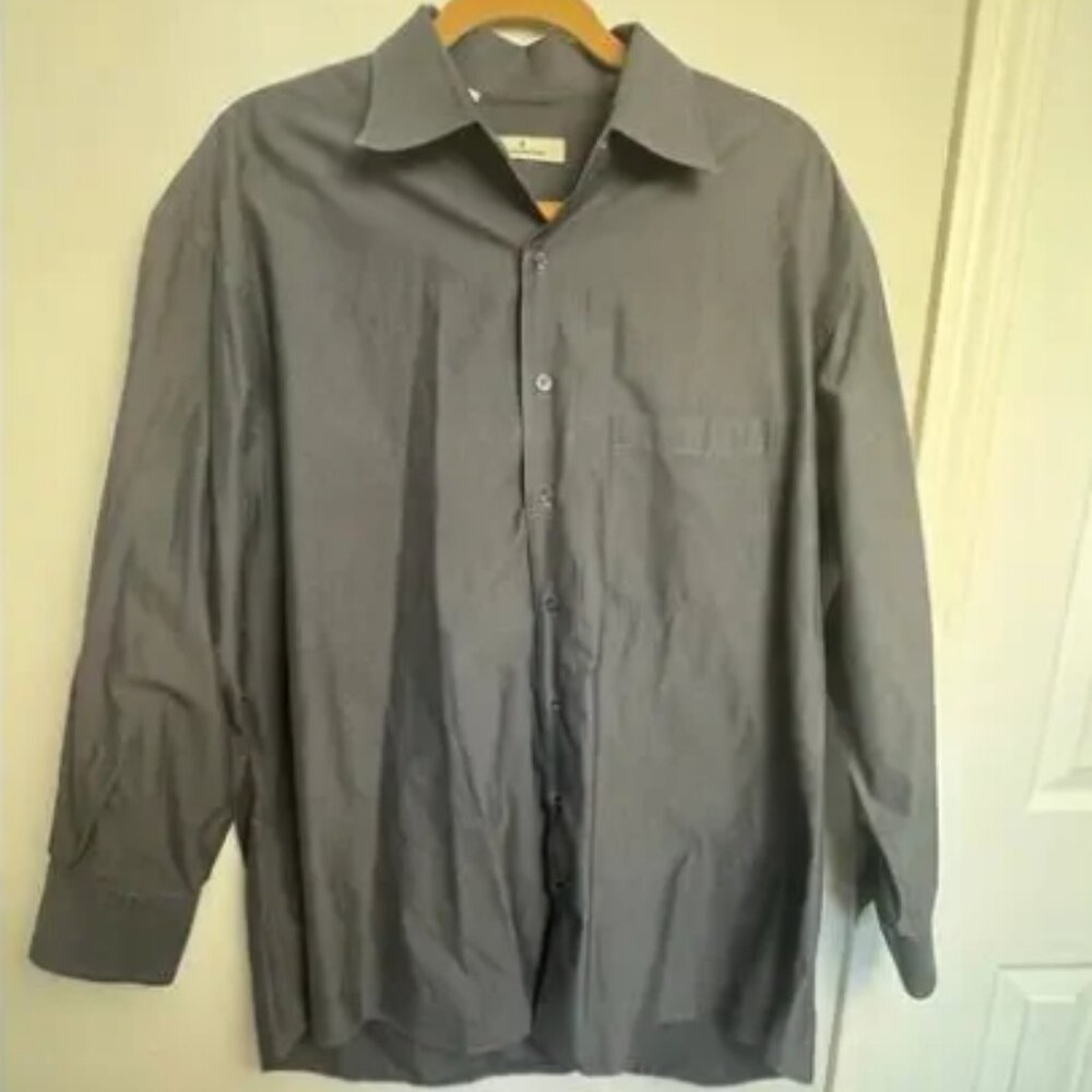 Ermenegildo Zegna Shirt Sz L 43/17 Gray Made in Italy Long Sleeve Button Mens